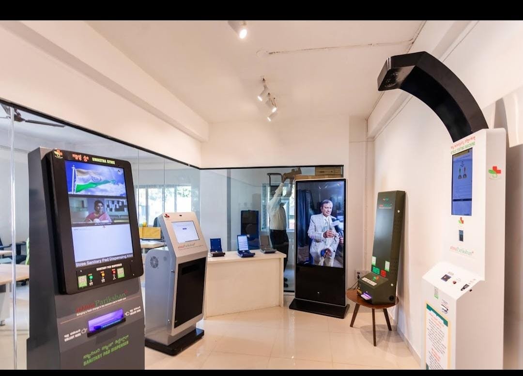 AtmaAI experience center showroom with multiple products on display